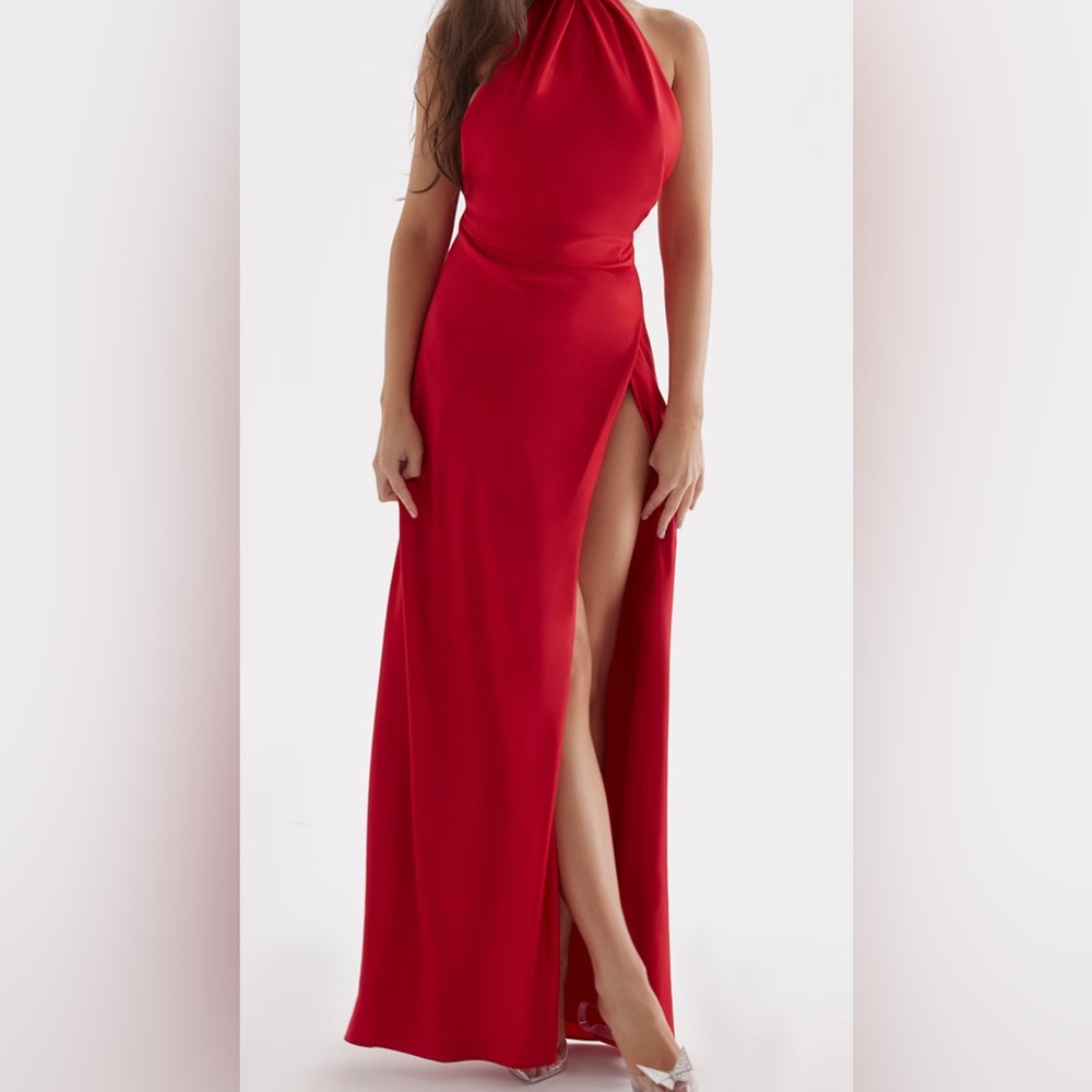 HOUSE OF CB nwt Zanab Open Back Satin Maxi Cocktail Dress XL
